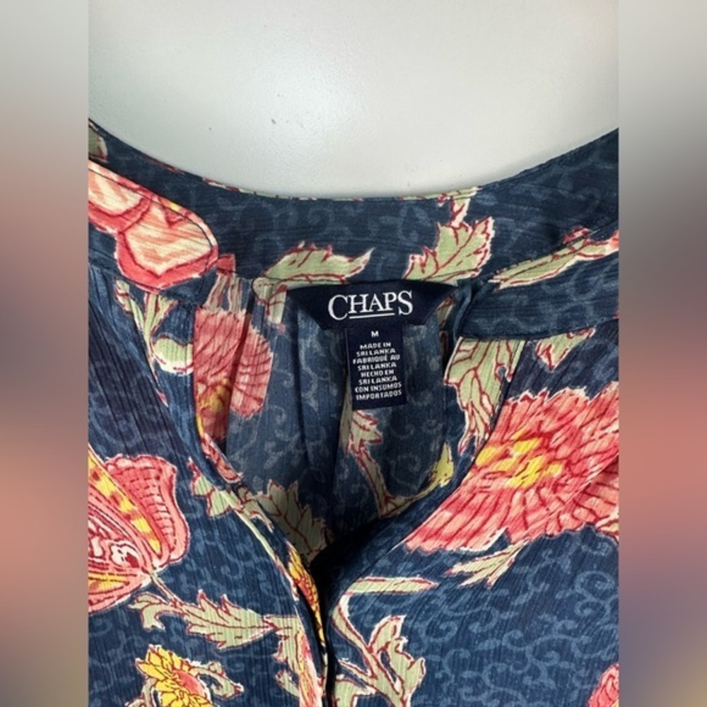 Chaps Women’s Size‎ M Blue Short Sleeve Henley-New - Picture 4 of 11